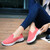 Women's pink mesh stripe accents casual slip on shoe sneaker 02