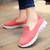 Women's pink mesh stripe accents casual slip on shoe sneaker 04