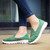 Women's green mesh stripe accents casual slip on shoe sneaker 05