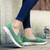 Women's green mesh stripe accents casual slip on shoe sneaker 02