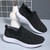 Women's black grey flyknit pattern texture casual slip on shoe sneaker 08