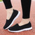 Women's black flyknit casual plain slip on shoe sneaker 07