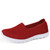 Women's red flyknit casual plain slip on shoe sneaker 01