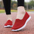 Women's red flyknit casual plain slip on shoe sneaker 06