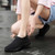 Women's black flyknit stripe texture sock like fit slip on shoe sneaker 02