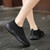 Women's black flyknit stripe texture sock like fit slip on shoe sneaker 06