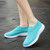 Women's blue flyknit stripe texture sock like fit slip on shoe sneaker 03