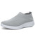 Women's grey flyknit stripe texture sock like fit slip on shoe sneaker 01