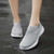 Women's grey flyknit stripe texture sock like fit slip on shoe sneaker 03