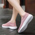 Women's pink flyknit stripe texture sock like fit slip on shoe sneaker 03