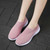 Women's pink flyknit stripe texture sock like fit slip on shoe sneaker 05