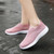 Women's pink flyknit stripe texture sock like fit slip on shoe sneaker 06