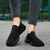 Women's black flyknit stripe texture accents slip on shoe sneaker 04