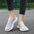 Women's grey flyknit stripe texture accents slip on shoe sneaker 03
