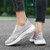 Women's grey flyknit stripe texture accents slip on shoe sneaker 04