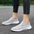 Women's grey flyknit stripe texture accents slip on shoe sneaker 09