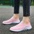 Women's pink flyknit stripe texture accents slip on shoe sneaker 07