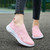 Women's pink flyknit stripe texture accents slip on shoe sneaker 09