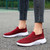 Women's red flyknit stripe texture accents slip on shoe sneaker 06