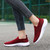 Women's red flyknit stripe texture accents slip on shoe sneaker 02