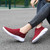 Women's red flyknit stripe texture accents slip on shoe sneaker 04