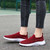 Women's red flyknit stripe texture accents slip on shoe sneaker 05