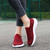 Women's red flyknit stripe texture accents slip on shoe sneaker 07