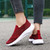 Women's red flyknit stripe texture accents slip on shoe sneaker 08