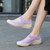 Women's purple low cut stretch velcro slip on shoe loafer 02