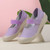 Women's purple low cut stretch velcro slip on shoe loafer 07