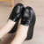 Women's black bow detail on vamp slip on shoe loafer 03