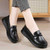 Women's black bow detail on vamp slip on shoe loafer 06