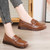 Women's brown bow detail on vamp slip on shoe loafer 02