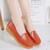 Women's orange casual plain slip on shoe loafer wedge 05