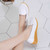Women's white casual plain slip on shoe loafer wedge 03
