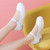 Women's white low cut velcro plain slip on shoe 05