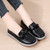 Women's black butterfly bow on top slip on shoe loafer 05