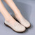 Women's beige circle stitch pattern slip on shoe loafer 06