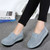 Women's grey suede hollow star slip on rocker bottom shoe sneaker 03