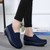 Women's navy suede hollow star slip on rocker bottom shoe sneaker 03