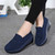 Women's navy suede hollow star slip on rocker bottom shoe sneaker 07