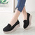 Women's black suede stripe slip on rocker bottom shoe sneaker 05