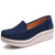 Women's navy suede stripe slip on rocker bottom shoe sneaker 01