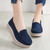 Women's navy suede stripe slip on rocker bottom shoe sneaker 03