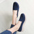 Women's navy suede stripe slip on rocker bottom shoe sneaker 04