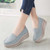 Women's grey suede stripe slip on rocker bottom shoe sneaker 03