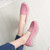 Women's pink suede stripe slip on rocker bottom shoe sneaker 05