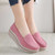Women's pink suede stripe slip on rocker bottom shoe sneaker 03