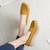 Women's yellow suede stripe slip on rocker bottom shoe sneaker 03