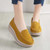 Women's yellow suede stripe slip on rocker bottom shoe sneaker 06